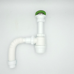 Сифон для умывальника малый с выпуском и гофрой AKVATER (S1015)